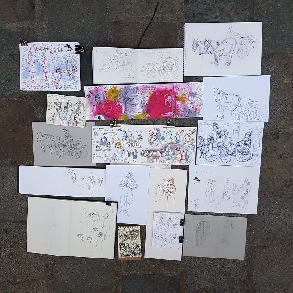 Straßentheater Theaterfink - Auferstehung der hingerichteten Theresia K**, 2019, Fertige Sketches