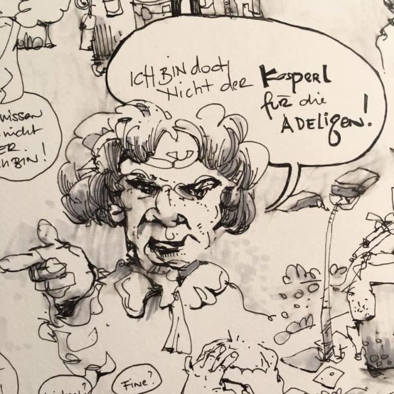 Straßentheater Theaterfink - dwig van Beethoven, der Um-Zugvogel, 2021, Sketch von Oliver Höller